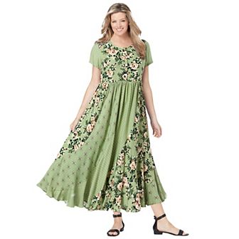 Woman Within Plus Size Mixed Print Maxi Dress