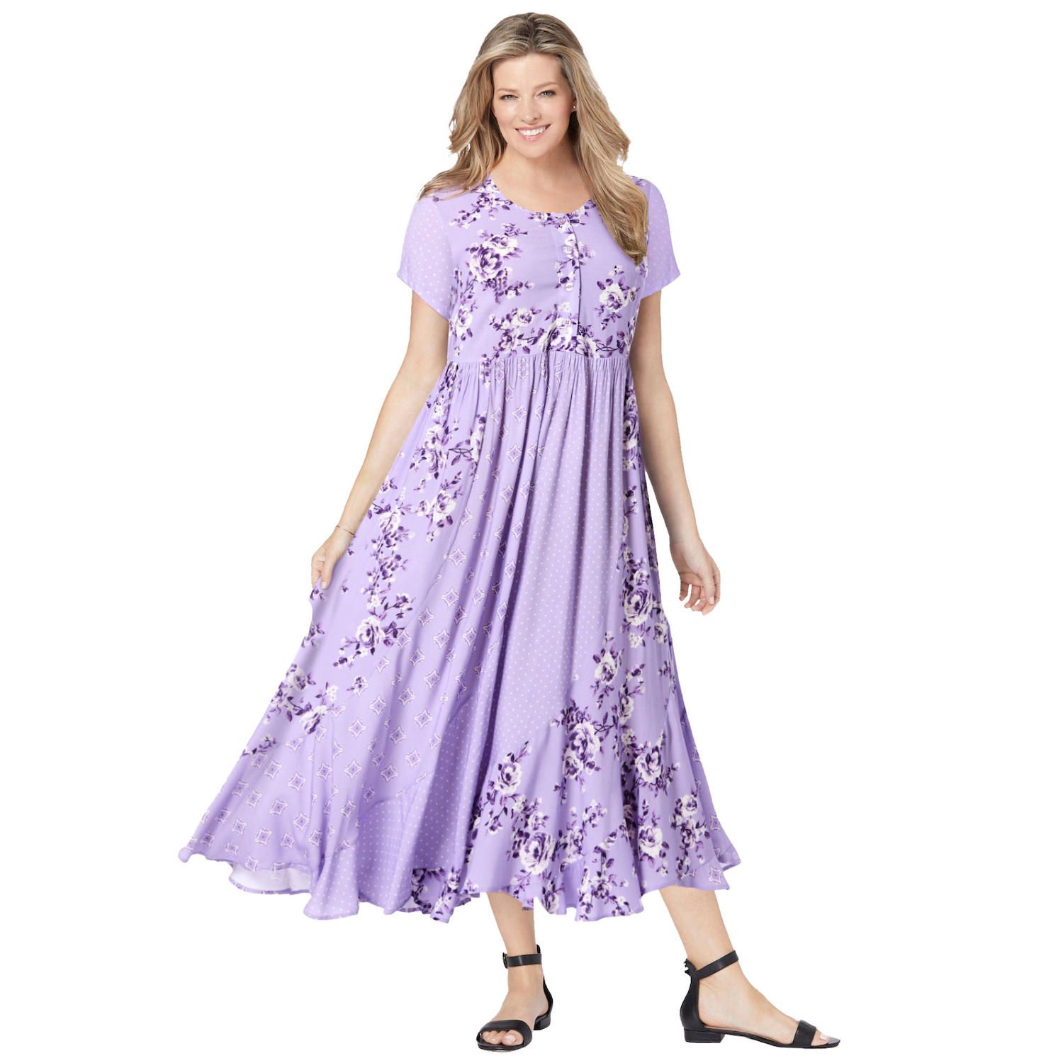 Женские платья Woman Within Plus Size Mixed Print Maxi Dress
