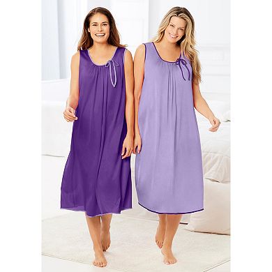 Only Necessities Plus Size 2-Pack Sleeveless Nightgown