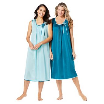 Only Necessities Plus Size 2-Pack Sleeveless Nightgown
