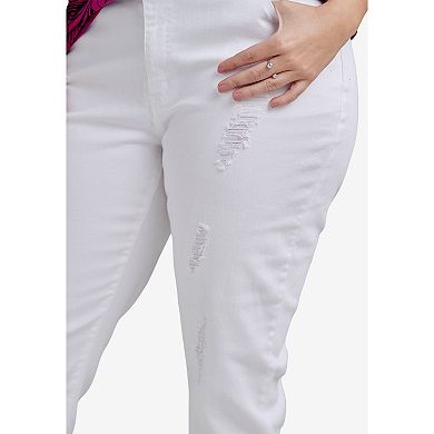 Ellos Plus Size Mid-Rise Stretch 5-Pocket Relaxed Fit Boyfriend Jeans