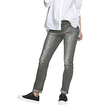 Ellos Plus Size Mid-Rise Stretch 5-Pocket Relaxed Fit Boyfriend Jeans