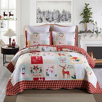 Marcielo 3 pc Christmas Quilt Set Bedspread Set