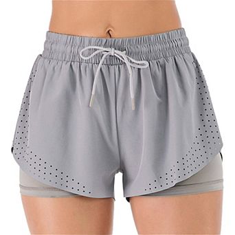 Women's Running Double Layer Fitness Workout Athletic Shorts