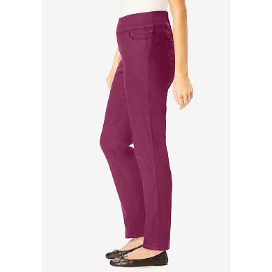 Woman Within Plus Size Petite Flex Pull-On Straight-Leg Gap-Free Stretch Denim Jeans