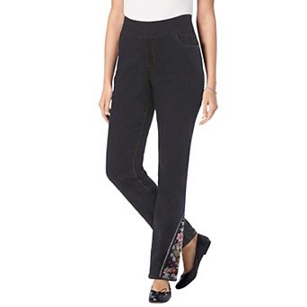 Woman Within Plus Size Flex Pull-On Straight-Leg Gap-Free Stretch Denim Jeans