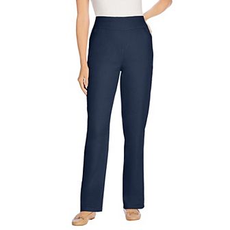 Woman Within Plus Size Pull-On Straight-Leg Gap-Free Stretch Denim Jeans