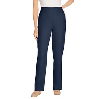 Woman Within Plus Size Petite Pull-On Straight-Leg Gap-Free Stretch Denim Jeans