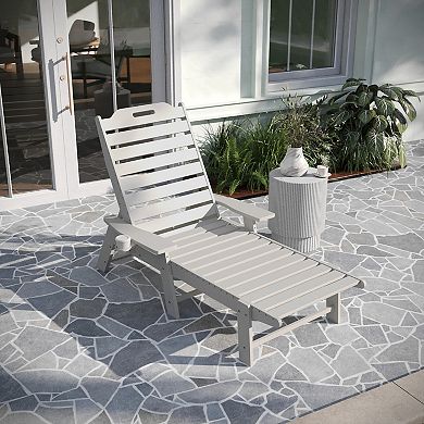 Merrick Lane Set of 2 Outdoor Adjustable Lounge Chairs with Cupholders