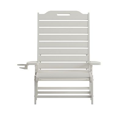 Merrick Lane Set of 2 Outdoor Adjustable Lounge Chairs with Cupholders