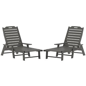 Merrick Lane Set of 2 Outdoor Adjustable Lounge Chairs with Cupholders