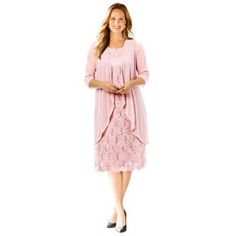 Catherines Women's Plus Size Sparkling Lace Jacket Dress