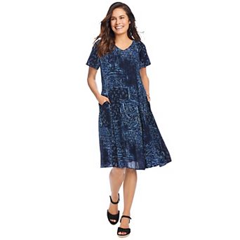 Woman Within Plus Size Short Crinkle Dress