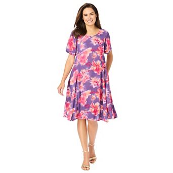 Woman Within Plus Size Short Crinkle Dress