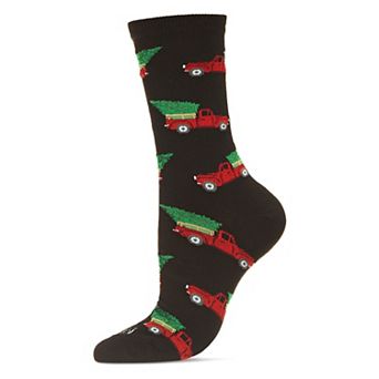 Christmas Tree Truck Holiday Crew Sock