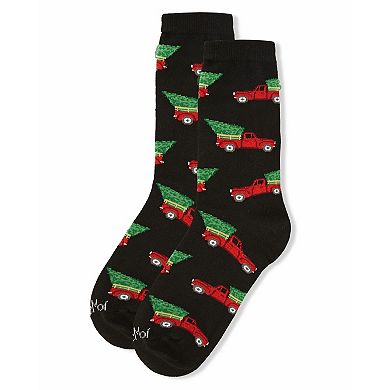 Christmas Tree Truck Holiday Crew Sock