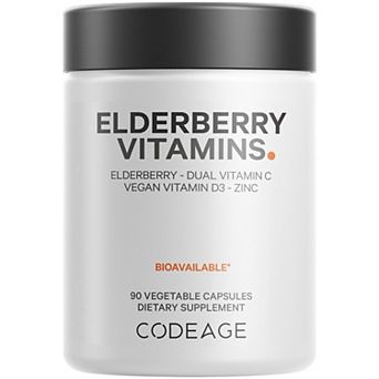 Codeage Black Elderberry Supplement + Vitamin C, D3 & Zinc 90 ct