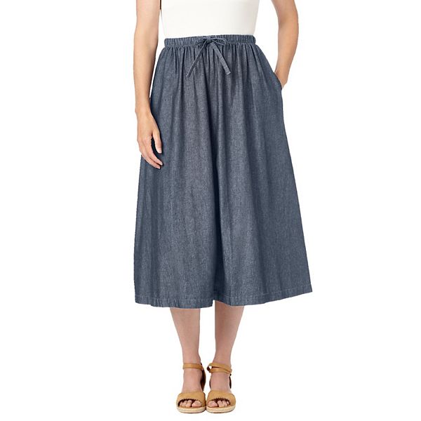 Woman Within Women's Plus Size Drawstring Denim Skirt