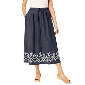 Woman Within Plus Size Drawstring Denim Skirt