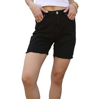 Women's High Waisted Bermuda Denim Shorts