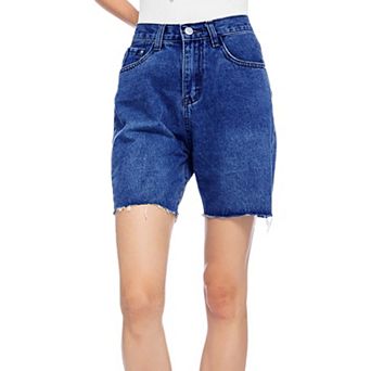 Women's High Waisted Bermuda Denim Shorts