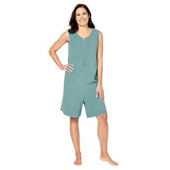 Dreams & Co. Plus Size Zip-Front Terry Romper