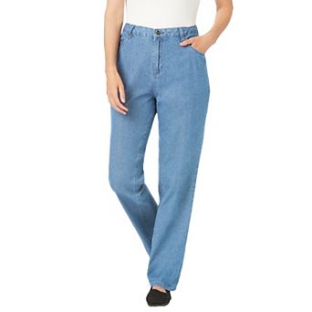 Woman Within Plus Size Tall Perfect Relaxed All-Cotton Denim Five-Pocket Jeans