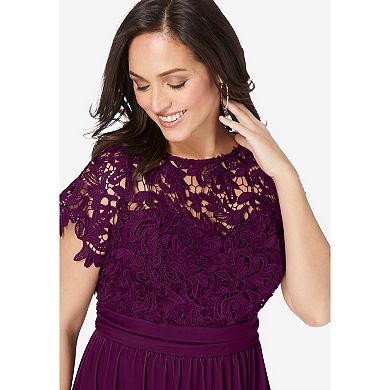 Jessica London Women's Plus Size Lace Maxi Dress