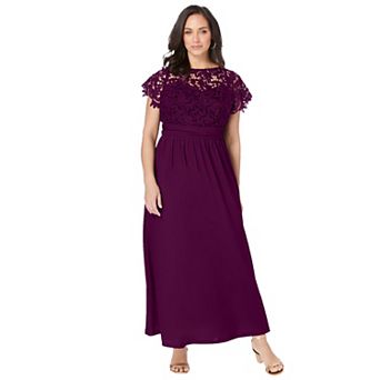 Jessica London Women's Plus Size Lace Maxi Dress