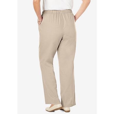 Woman Within Plus Size Petite Wide-Leg Drawstring Denim Pants