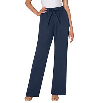 Woman Within Plus Size Petite Wide-Leg Drawstring Denim Pants