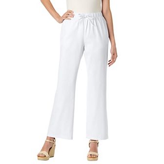 Woman Within Plus Size Petite Wide-Leg Drawstring Denim Pants