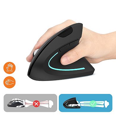 Delton S12 Ergonomic Wireless Vertical Mouse (Black) (DMERG12-WB)