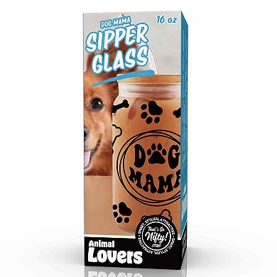 Nifty 16-oz. Dog Mom Glass and Straw
