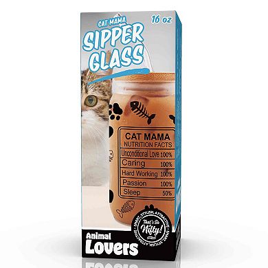 Nifty 16-oz. Cat Mom Glass and Straw