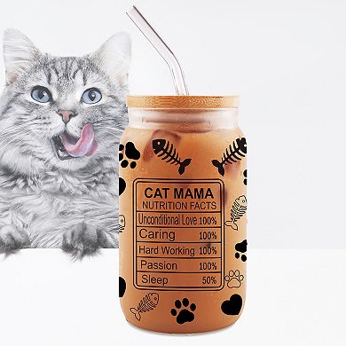 Nifty 16-oz. Cat Mom Glass and Straw