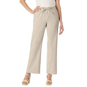 Woman Within Plus Size Tall Wide-Leg Drawstring Denim Pants