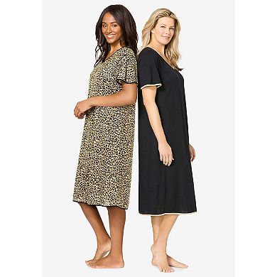 Only Necessities Plus Size 2-Pack Short Silky Gown