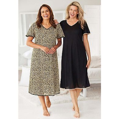 Only Necessities Plus Size 2-Pack Short Silky Gown