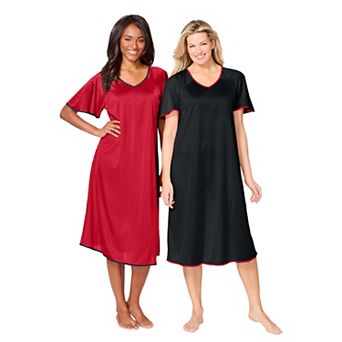 Only Necessities Plus Size 2-Pack Short Silky Gown