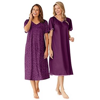Only Necessities Plus Size 2-Pack Short Silky Gown