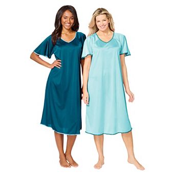 Only Necessities Plus Size 2-Pack Short Silky Gown
