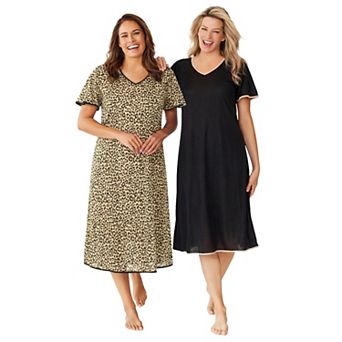 Only Necessities Plus Size 2-Pack Short Silky Gown
