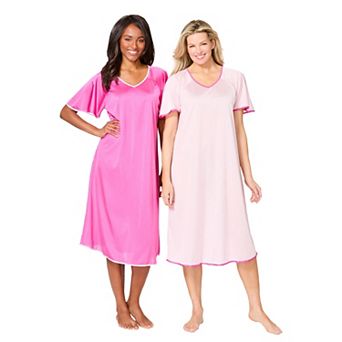 Only Necessities Plus Size 2-Pack Short Silky Gown