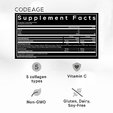 Codeage Multi Collagen Peptides + Probiotics Powder Supplement 10.58 oz