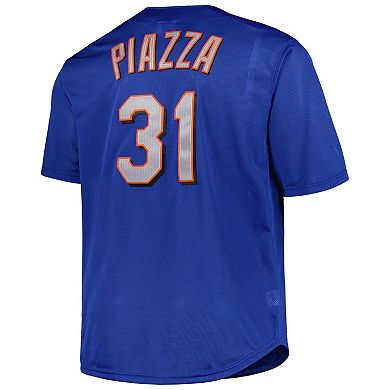 Men's Mitchell & Ness Mike Piazza Royal New York Mets Big & Tall Cooperstown Mesh Batting Practice Jersey