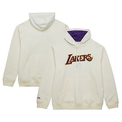 Men s Mitchell Ness Cream Los Angeles Lakers Hardwood Classics Vintage Pullover Hoodie