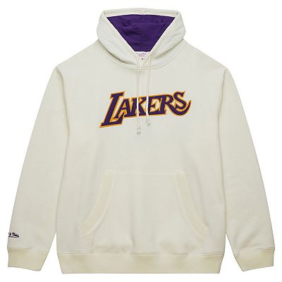 Men s Mitchell Ness Cream Los Angeles Lakers Hardwood Classics Vintage Pullover Hoodie