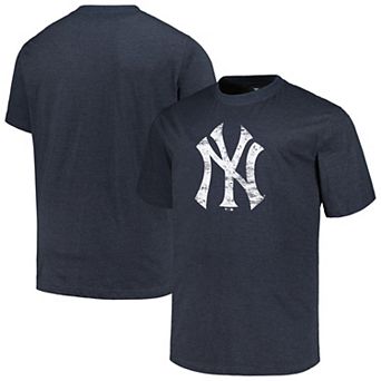 Men's Profile Heather Navy New York Yankees Big & Tall Weathered Logo T-Shirt