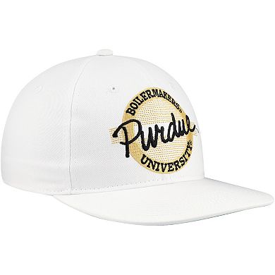 Unisex The Game White Purdue Boilermakers Retro Circle â€˜80s Throwback Snapback Hat